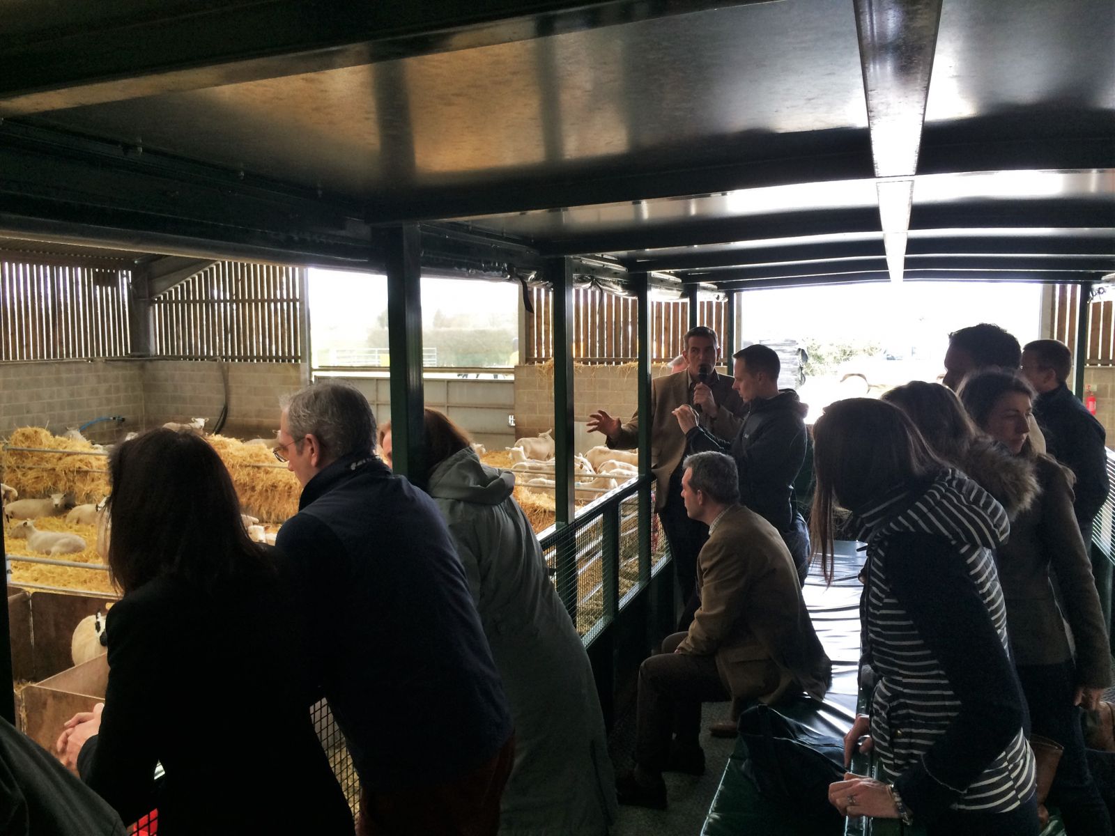 Participants in the 2017 Meat Forum held at Daylesford being shown round the barn housing the sheep