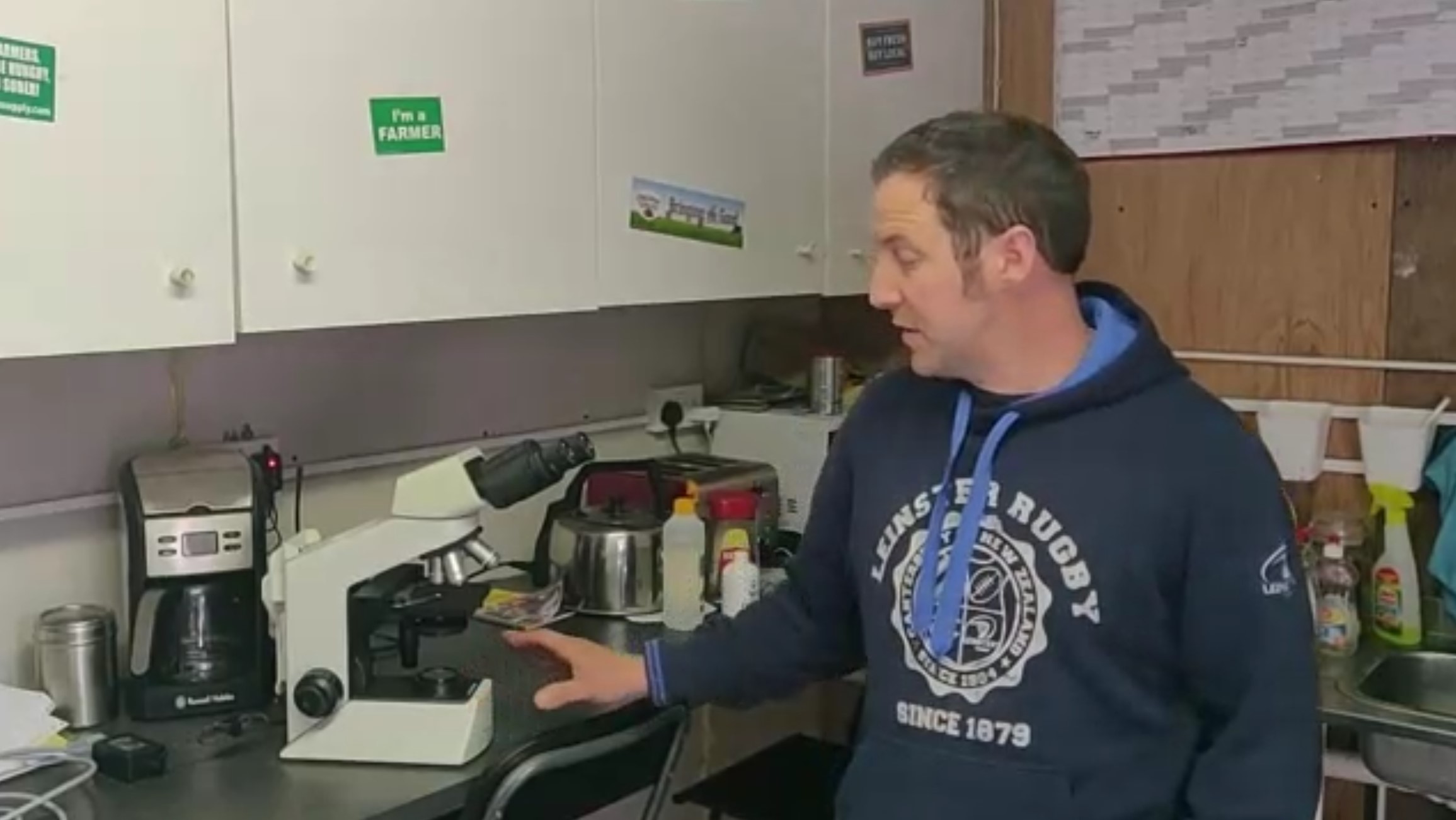 Bruce Thompson faecal egg counting in his lab and canteen! Courtesy of Bruce Thompson