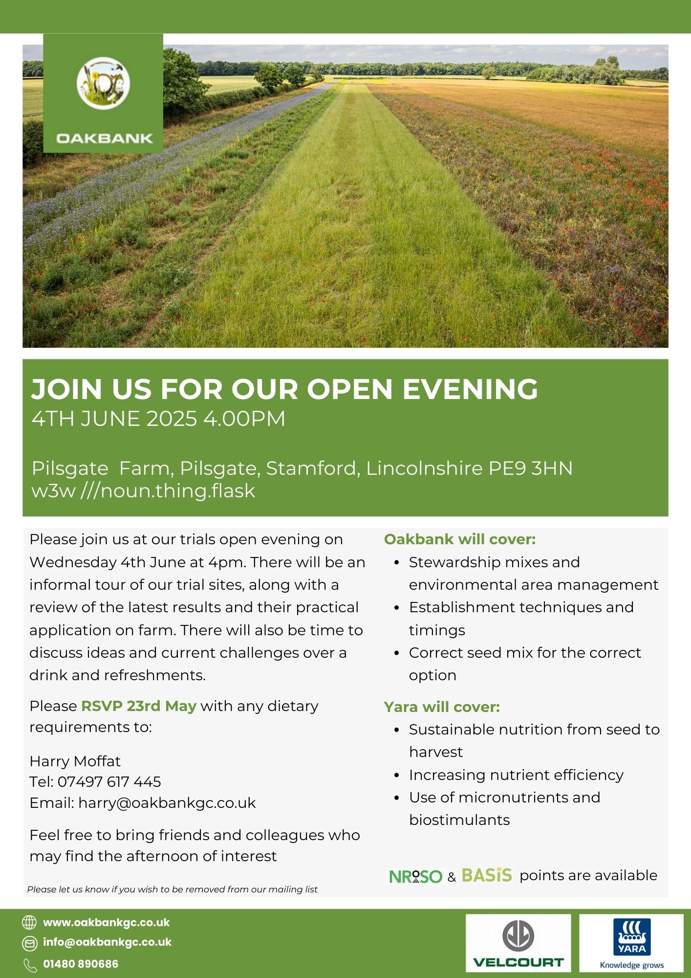 Flyer for open evening at Pilsgate Farm