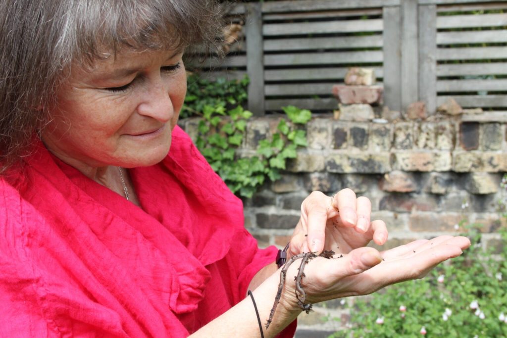 Vicki Hird with worm!