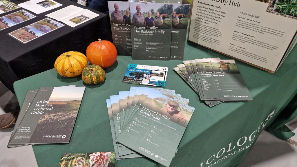 Table display with Agricology printed materials