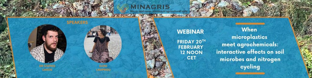 MIMARIS webinar banner. Title: When microplastics meet agrochemicals: interactive effects on soil microbes and nitrogen cycling